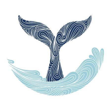Whale tail and swirling waves