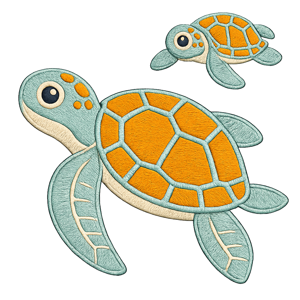 Embroidered Turtle Duo on Oversized Tee