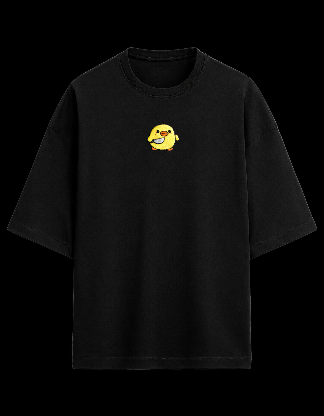 Embroidered yellow chick Terry Oversized Tee