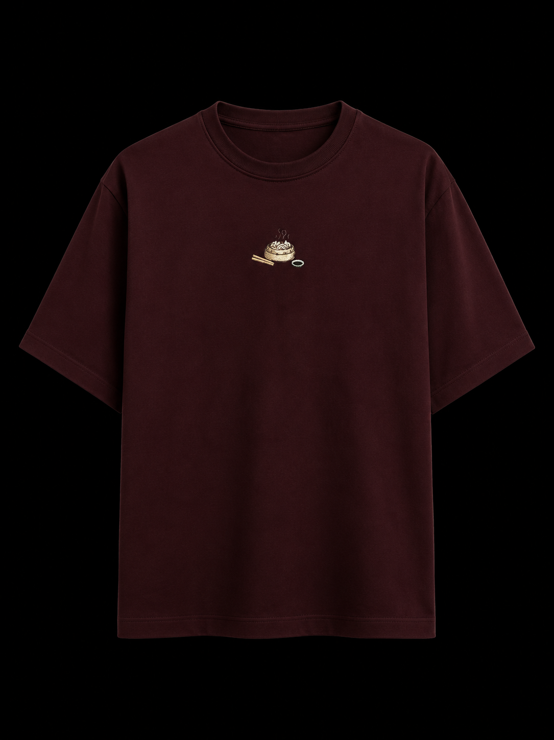 Embroidered dumplings with chopsticks and sauce Classic Crew T-Shirt