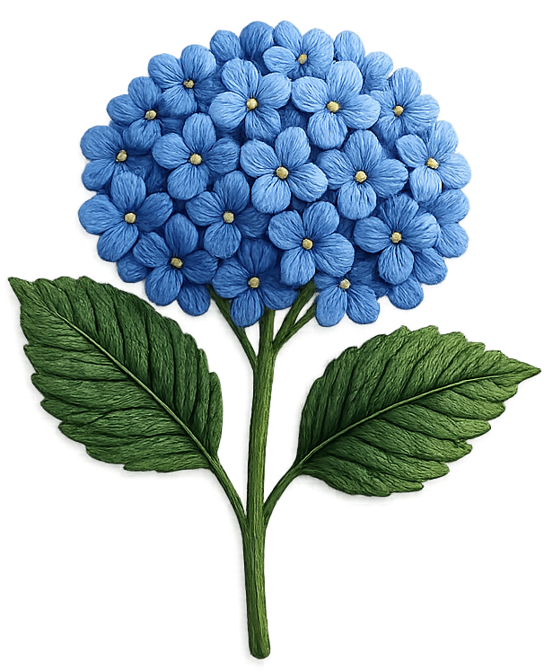 Embroidered hydrangea patch
