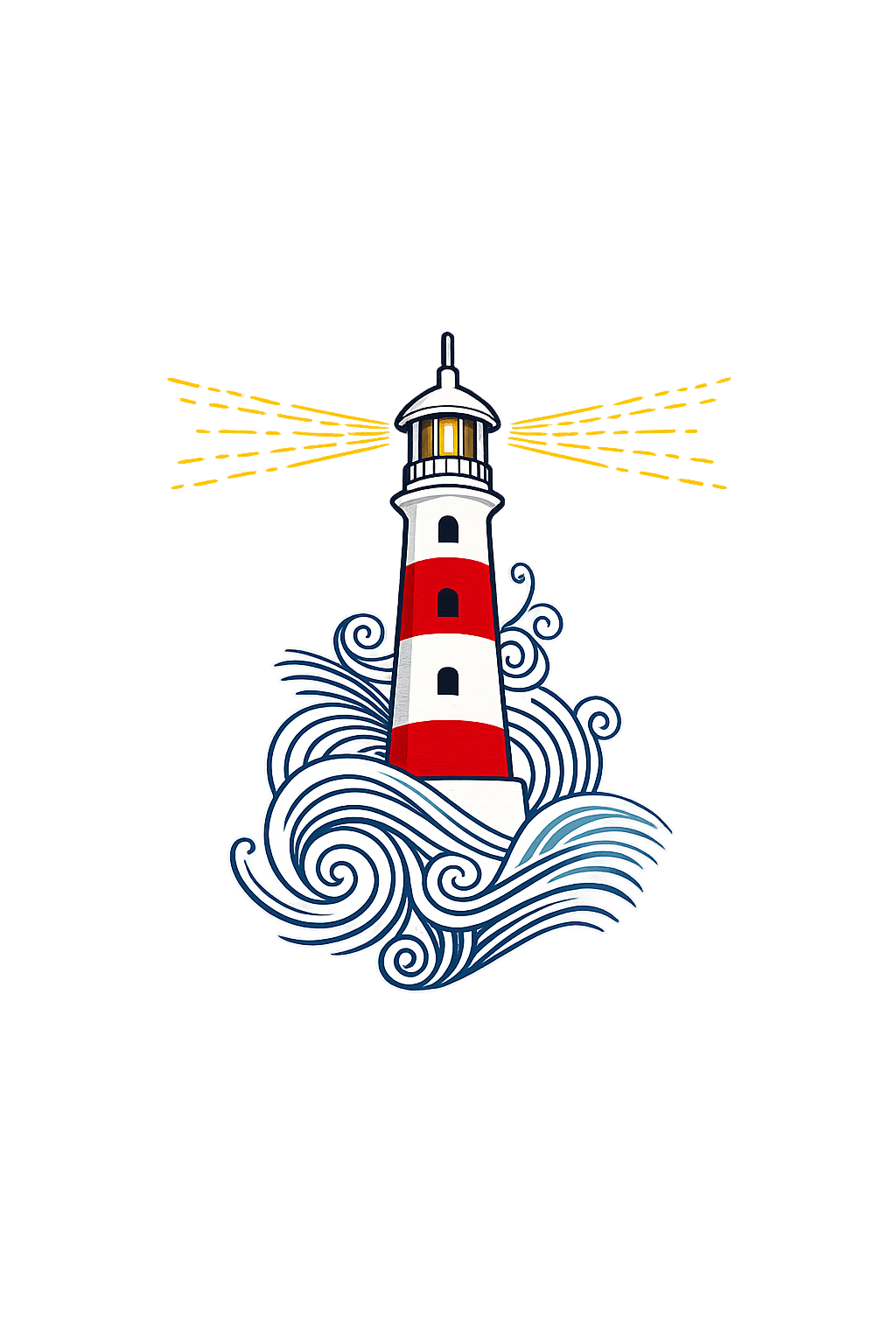 Lighthouse guiding through swirling waves