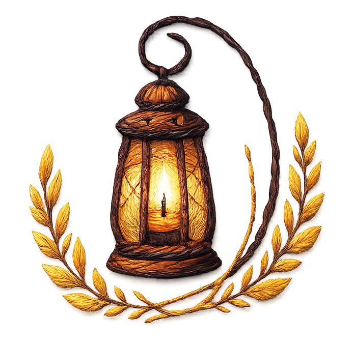 Antique lantern with golden wheat wreath