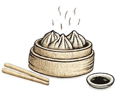 Embroidered dumplings with chopsticks and sauce Classic Crew T-Shirt