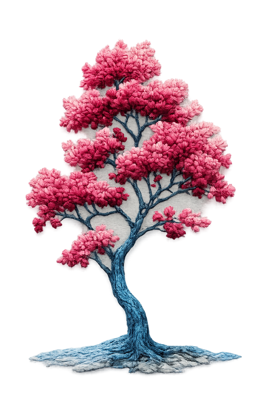 Intricate embroidered cherry blossom tree