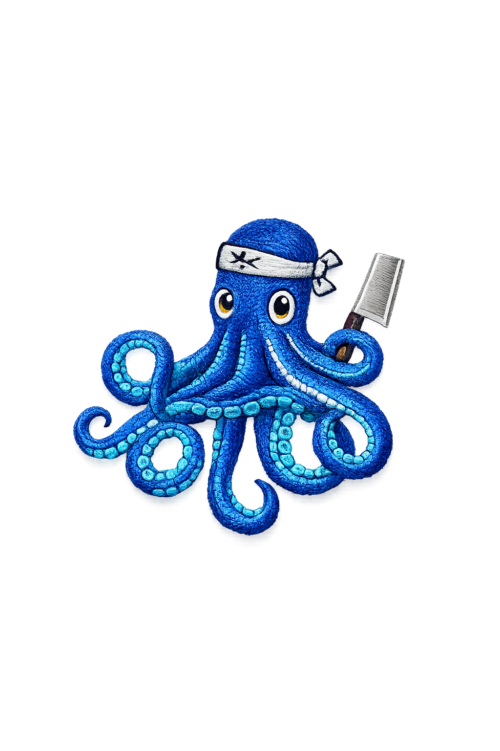 Octopus chef with a knife