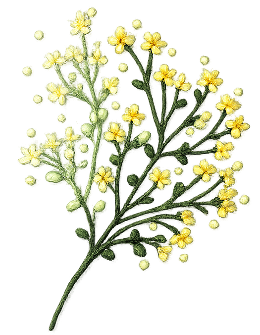 Delicate embroidered floral bouquet