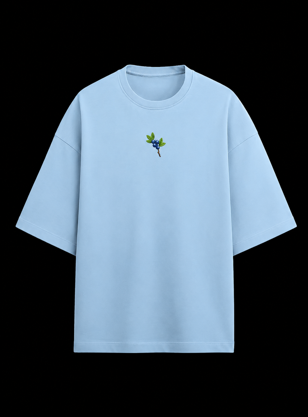 Oversized T-Shirt with Berry Branch Embroidery